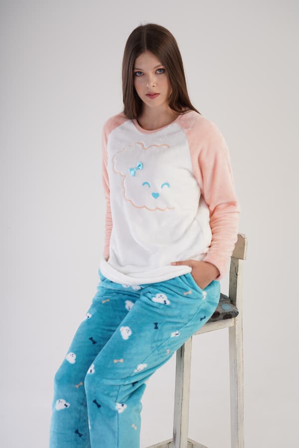 Dam vinterplyschpyjamas S 36 varm tjock