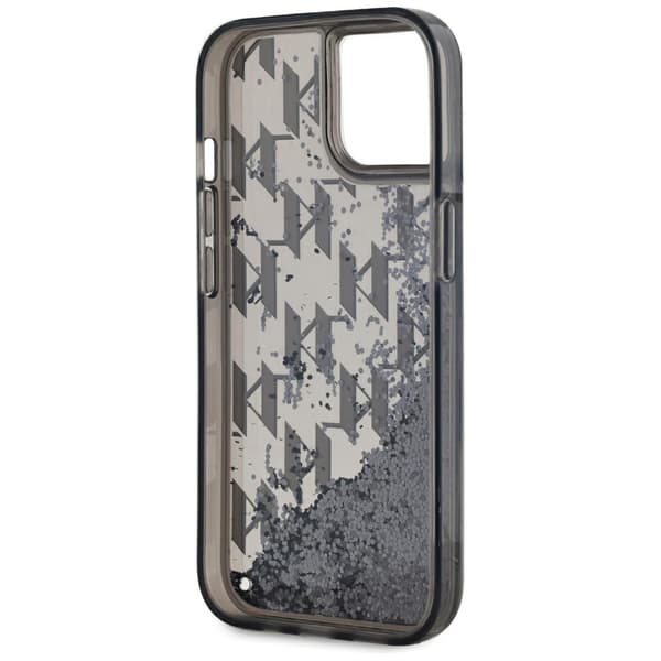 Karl Lagerfeld Liquide Glitter Monogram Gradient Cover til iPhone 15 Sort