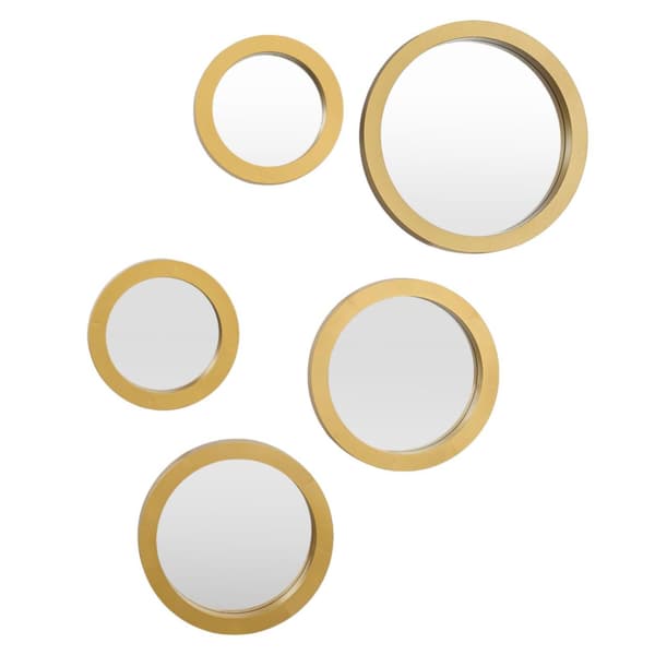 Set med 5 runda LARA-speglar, guld
