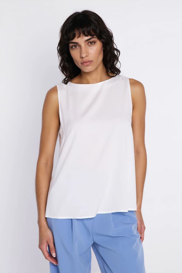 A-linjeformad blus, ärmlös - ecru 42