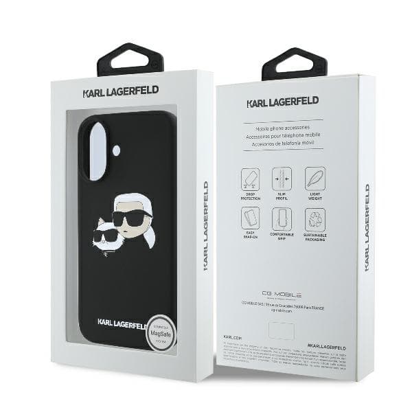 Karl Lagerfeld Silikone Dobbelthoved Print MagSafe til iPhone 16 sort