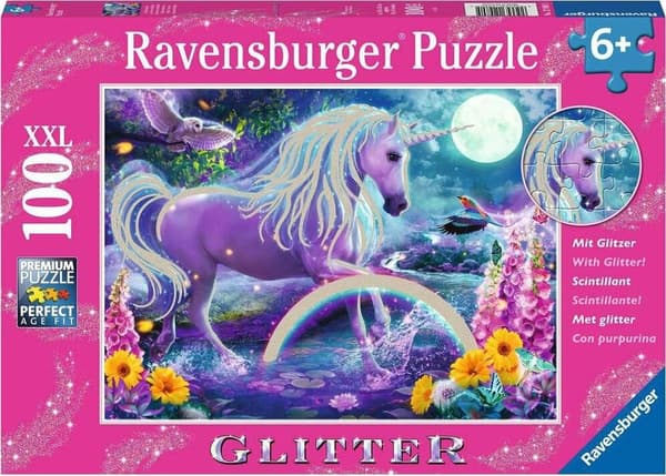 Pussel 100 Glitter Enhörning