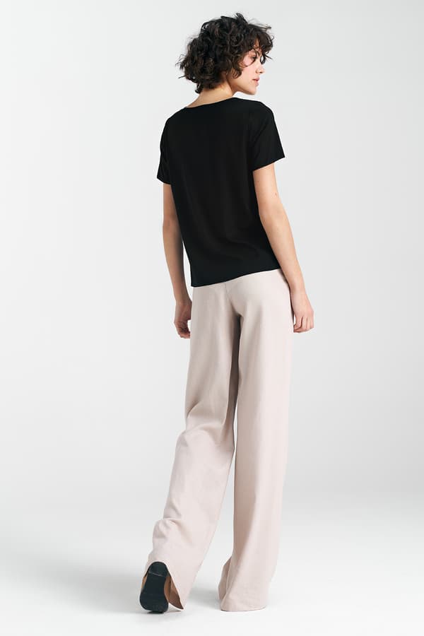 Basis kortærmet bluse - sort 36