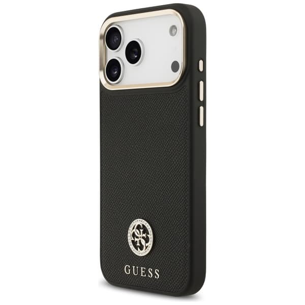Guess MagSafe-etui med kornet strass-logo til iPhone 17 Pro Max, sort