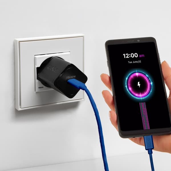 Flettet kabel USB-C - USB-C 60W 1,5m - blå