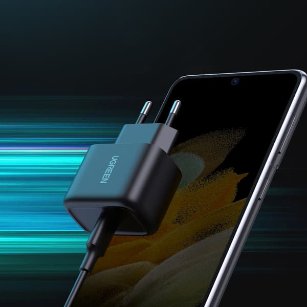 USB-C 25W PD Vægoplader til Telefon + 2m USB-C Kabel Sort