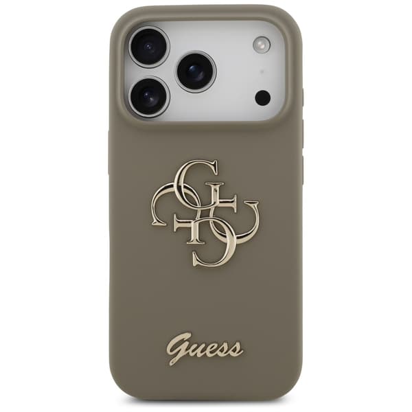 Guess Silikone Big 4G Script-cover til iPhone 17 Pro, brunt