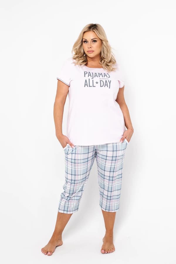 Glamour dampyjamas, korta ärmar, 3/4-byxor M