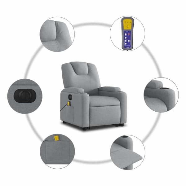 vidaXL Elektrisk lyftande massagefåtölj ljusgrå