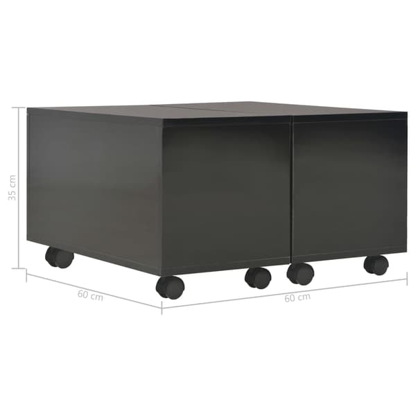 vidaXL sofabord sort højglans 60x60x35cm spånplade