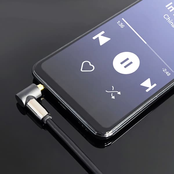 AUX-kabel vinklet han-han mini-jack-kabel 2m sort