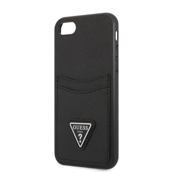 Guess Saffiano Triangle Logo Cardslot-etui til iPhone 7/8 SE 2020 / SE 2022, sort