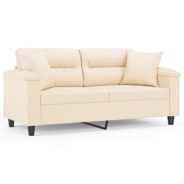 vidaXL 2-sitssoffa med kuddar, beige, 140 cm, mikrofiber
