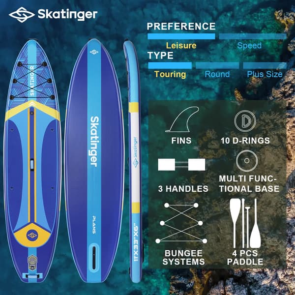 SUP Skatinger Plan S blå 335x84x15 cm touringbräda