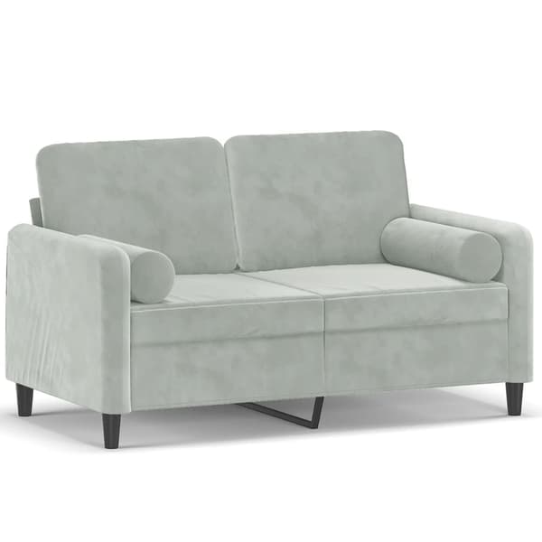 vidaXL 2-sitssoffa med kuddar ljusgrå 120 cm sammet