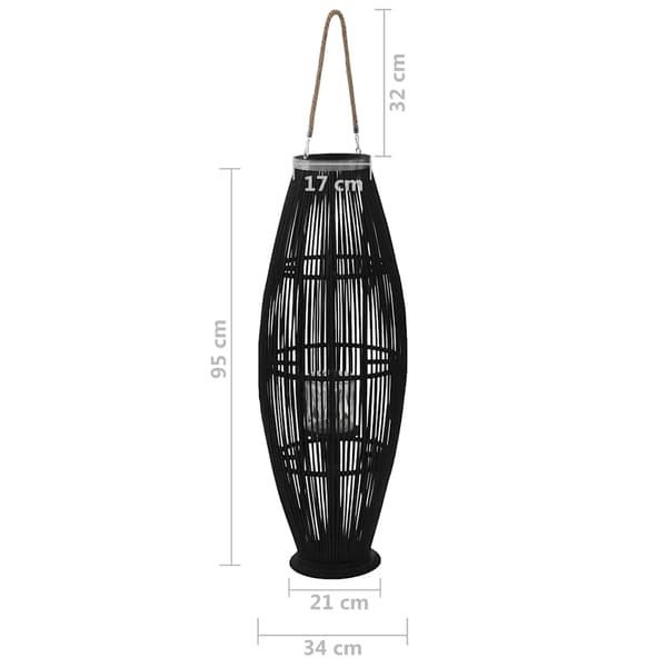 vidaXL Riippuva kynttilälyhty bambu musta 95 cm