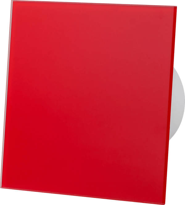 dRim 100 S Standard Ventilator Rød Blank Glas Ventilator Plus Panel Sæt