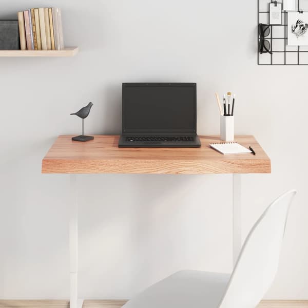 vidaXL bordplade lysebrun 80x60x(2-6)cm massivt egetræ