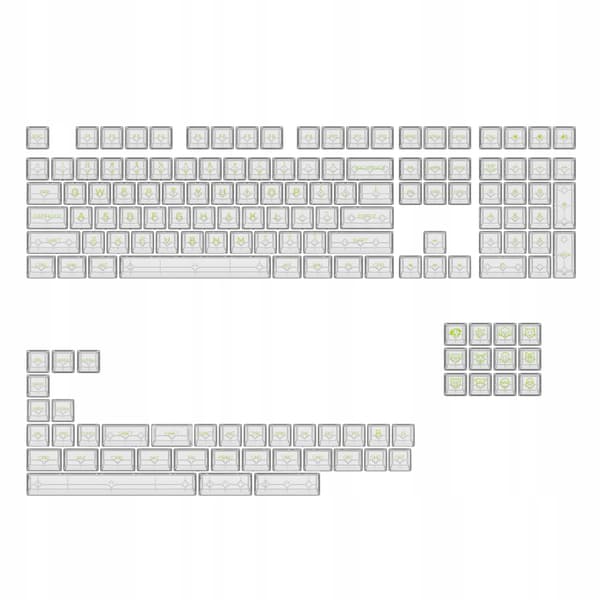 Akko ASA Clear Keycaps PBT 155 PC Keys Full Läpinäkyvä Vihreä Character