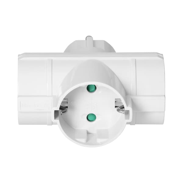 Elektrisk splitter med jordforbindelse 3x Schuko stikkontakt hvid