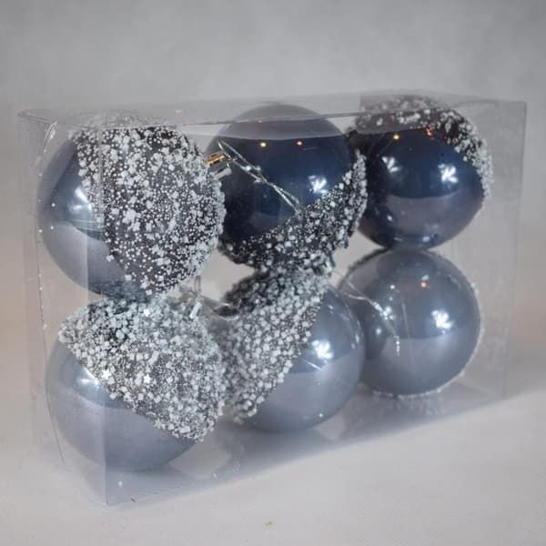 Set med 6 grafitglasyrer 8 cm med silversnören