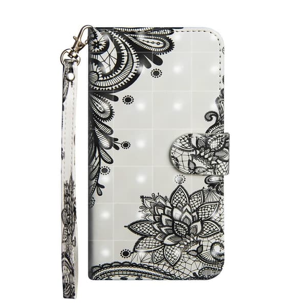 Pung-etui til Samsung Galaxy S20 FE, Lyse Spots Dekor, Sort Blomst