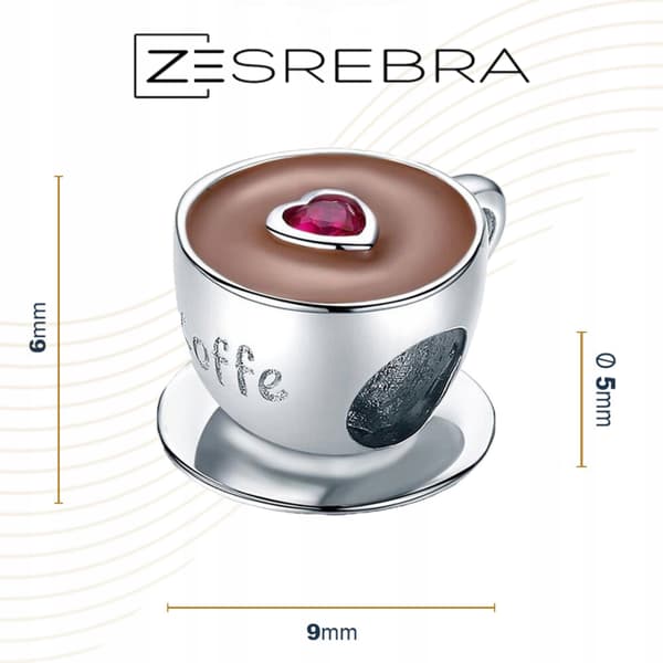 Kaffeberlocker silver 925 kaffekopp pärla hänge berlock silver 925