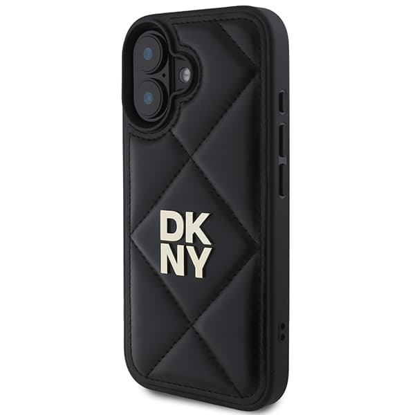 DKNY Quilted Stack Logo iPhone 16-skal, svart