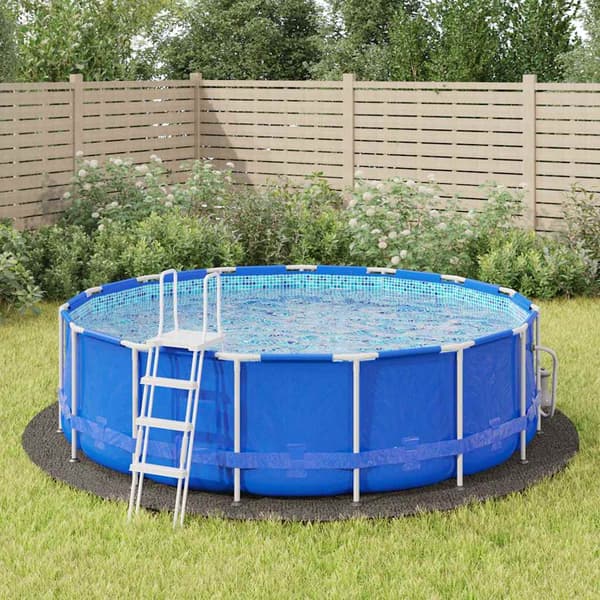 vidaXL poolmåtte lysegrå Ø428 cm polyester geotekstil