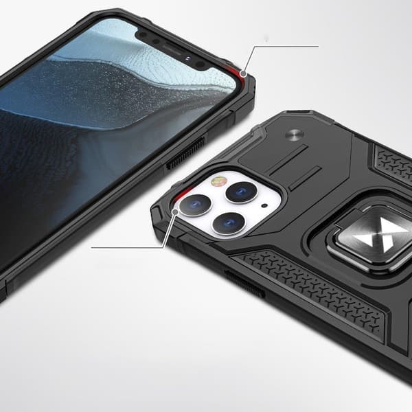 Pansret cover + magnetisk holder iPhone 13 mini Ring Armor sølv