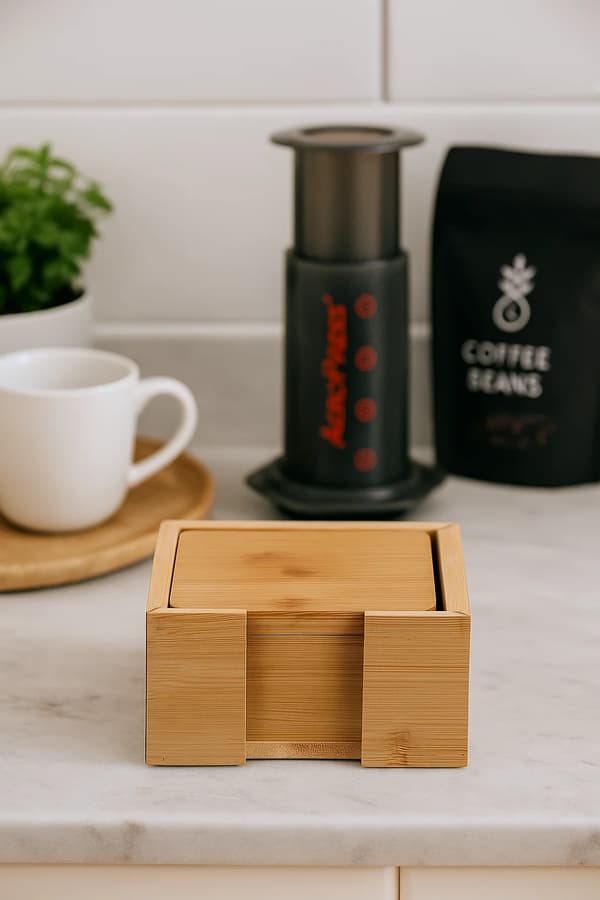 Set med 6 bambu-placemats i en låda