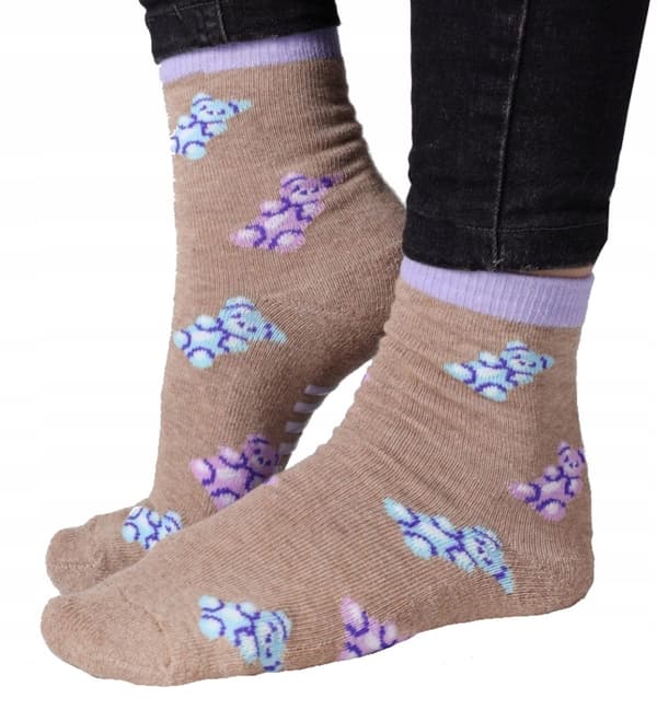 Pige strømper ABS halvfrotte varm bomuld beige 31/34