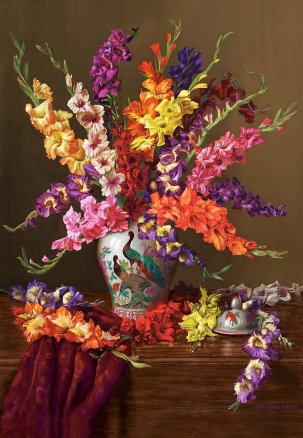 Pussel 1000 bitar C-104949 gladioler i kinesisk vas