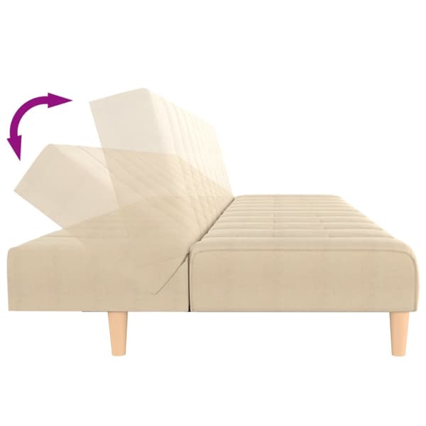 vidaXL 2-sits bäddsoffa, krämfärgad, klädd i tyg