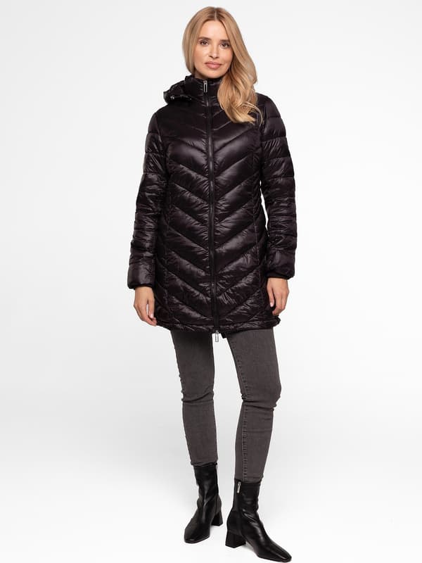 KNÄLÅNG QUILTAD JACKET FÖR DAMMER, ÖVERGÅNGSJACKA