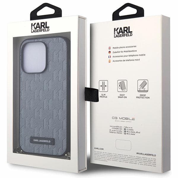 Karl Lagerfeld Saffiano Monogram Chain-etui til iPhone 14 Pro, sølv