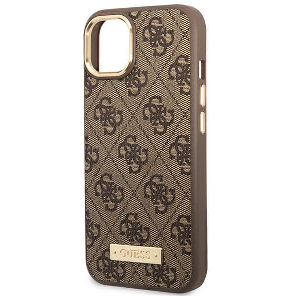 Guess 4G Logo Plate MagSafe-etui til iPhone 14 Plus, brun