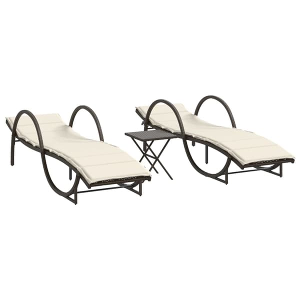 vidaXL Solstolar med bord, set om 2, brun, polyrotting