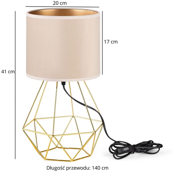 Tornado ASBZ lampe, beige og guld fløjl