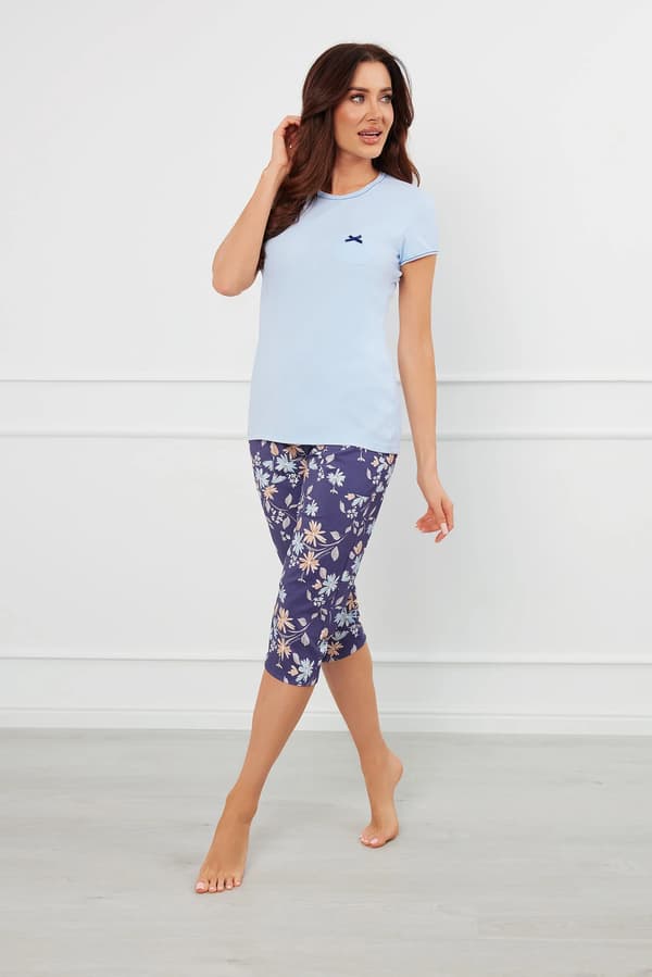 Pulia dampyjamas kortärmad, 3/4-byxor M