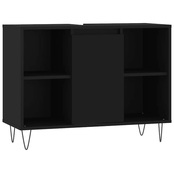 vidaXL badeværelsesskab, sort, 80x33x60 cm, træbaseret materiale