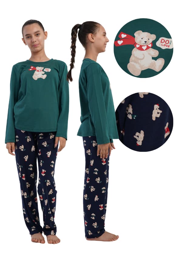 Vienetta flickpyjamas 13/14 158 bomull långärmade långbyxor