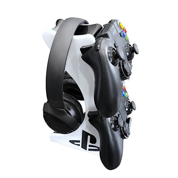 PS V1 Headset Controller Stand Sort og Hvid