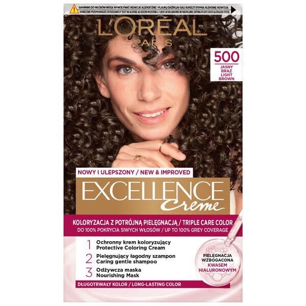 Loreal Excellence Creme Hårfarve - 500 Lysebrun 192ml