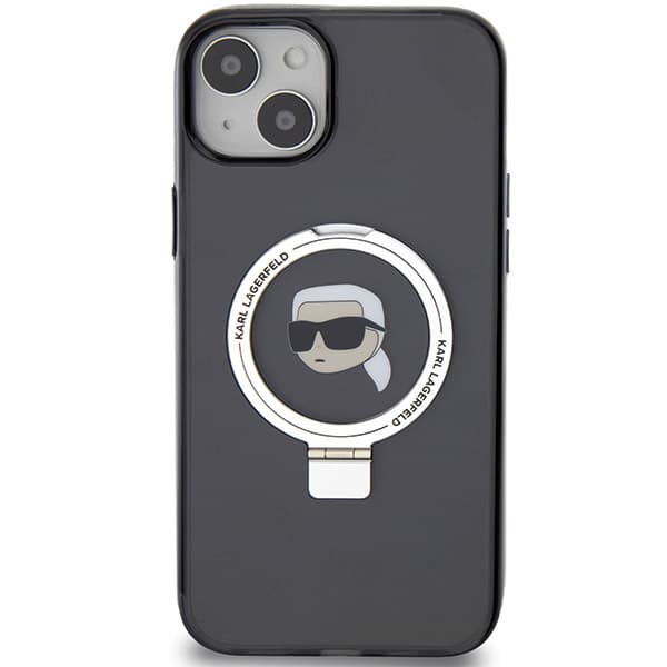 Karl Lagerfeld Ring Stand Karl Head MagSafe-etui til iPhone 15 Plus, sort