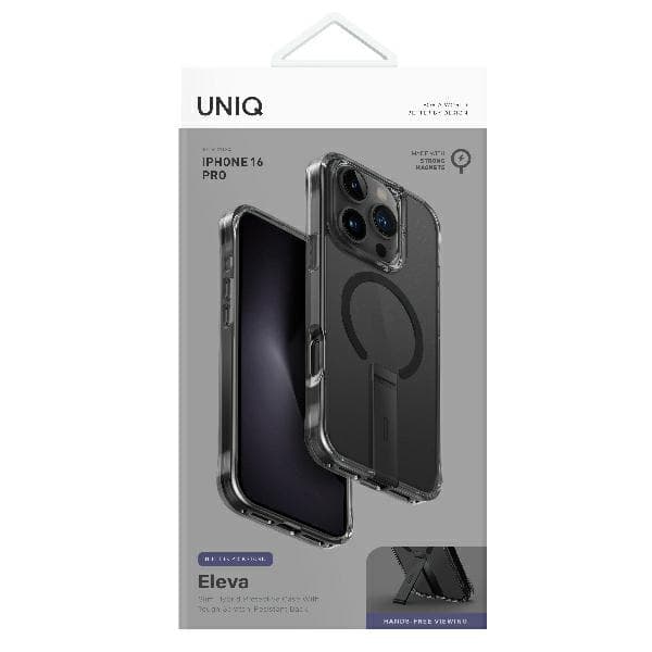 UNIQ cover Eleva med Vertica Stand iPhone 16 Pro 6,3" sort/kulstofsort