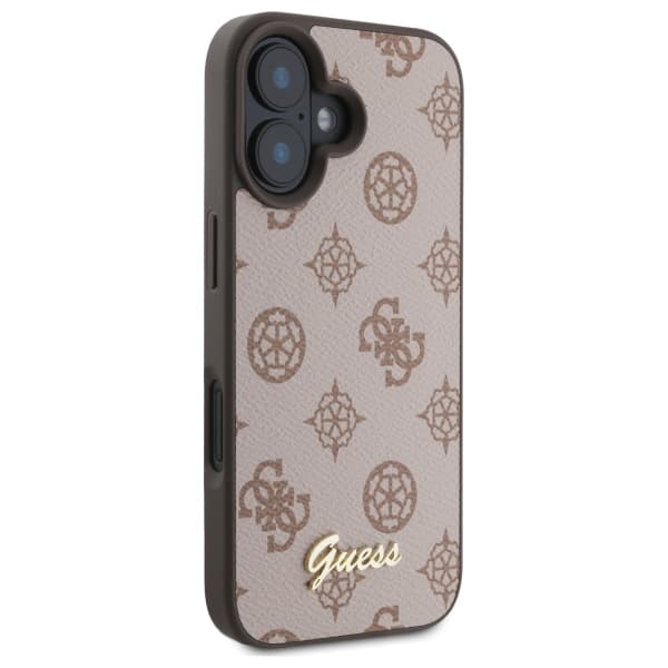 Guess Peony Script MagSafe-skal till iPhone 16, brunt
