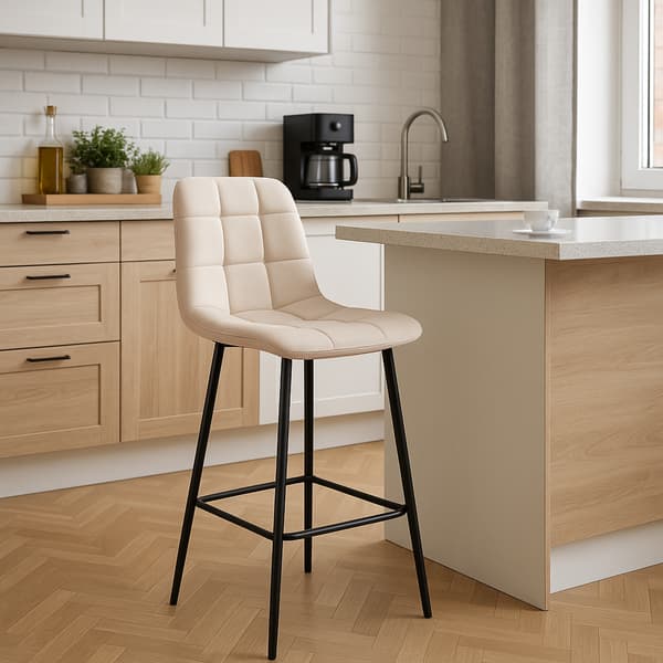 Hamilton beige sammetsbarstol