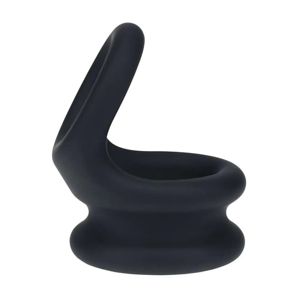 Bred Dobbelt O Silikone Penisring - M - Sort