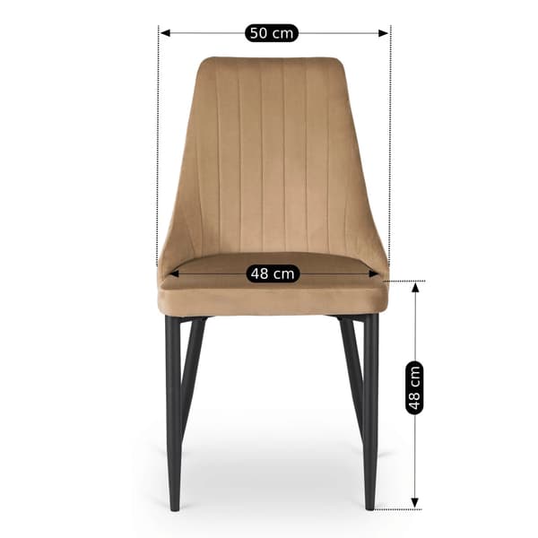 BARI Beige Velour Moderne Polstret Spisebordsstol